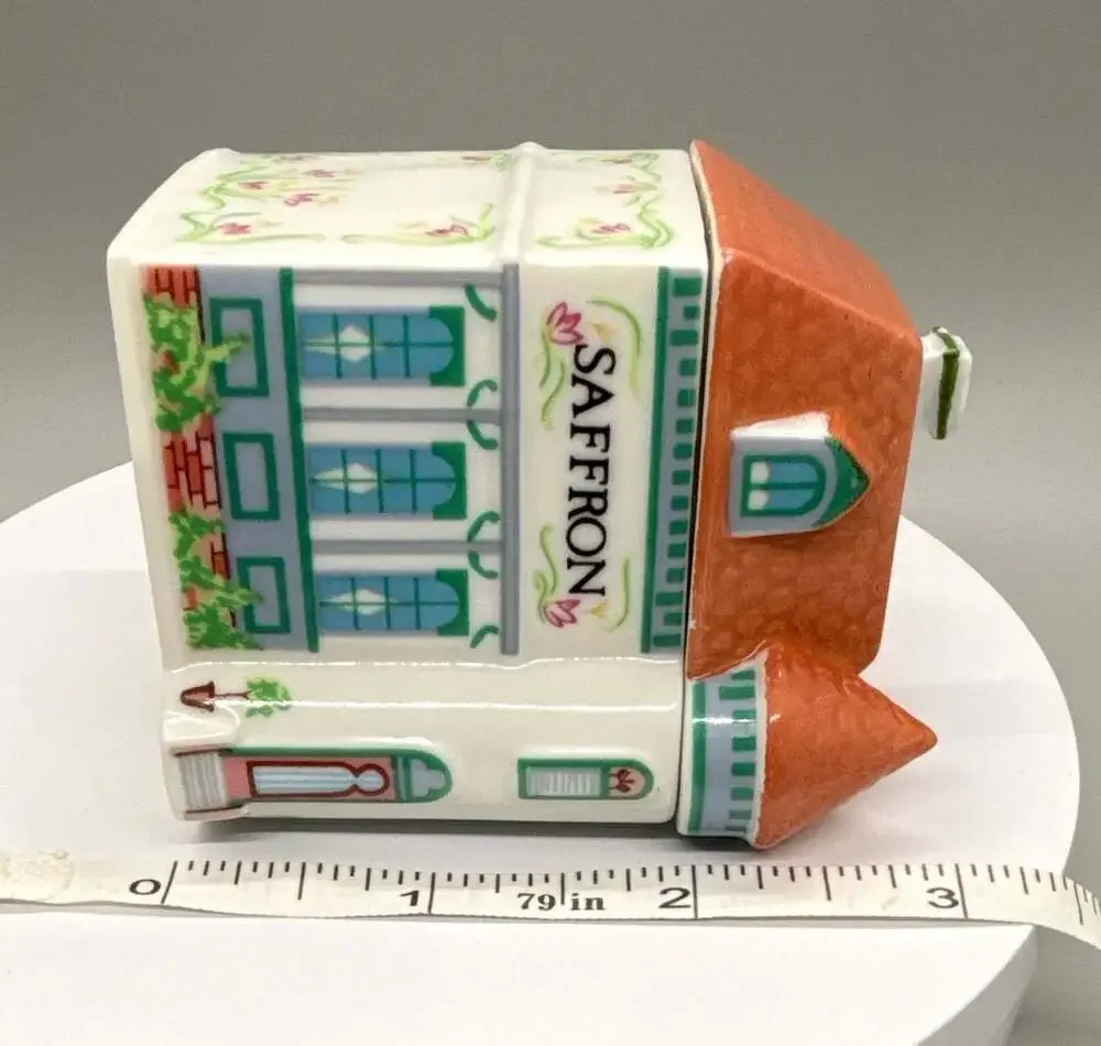 Lenox Spice Village 1989 Saffron Spice Jar w/ Lid Original Porcelain House Vtg